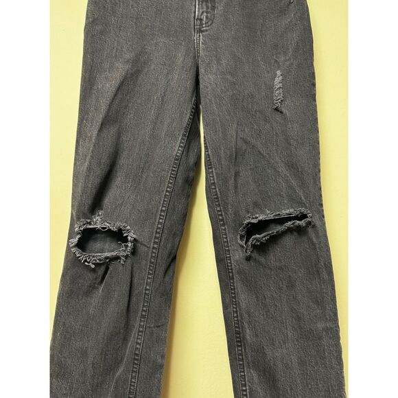 ABERCROMBIE & FITCH 90's Straight Ultra High-Rise Jeans, Black Destroy, Sz 28/6 - Picture 4 of 13